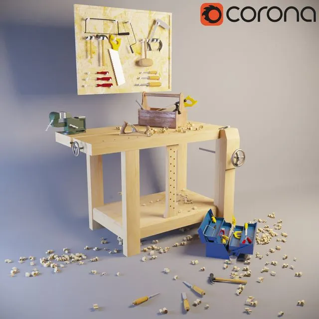 Table with tools 3D Model