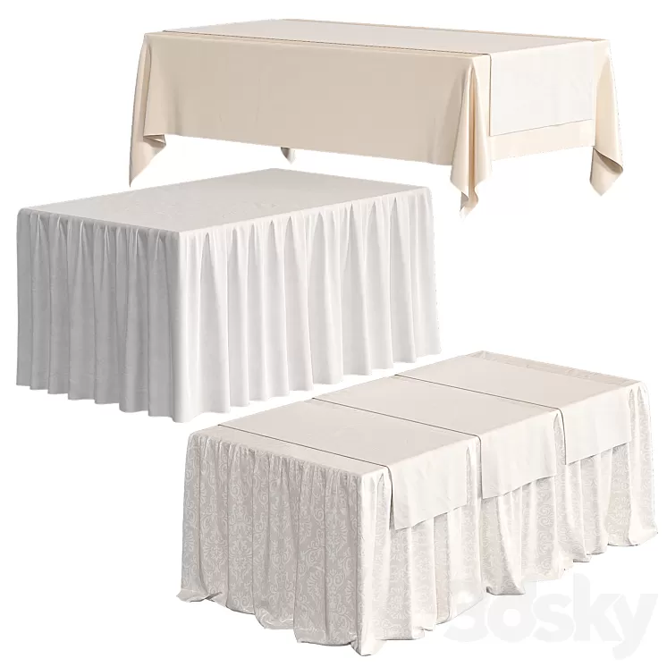 Tablecloth on a rectangular table 3D Model Free Download