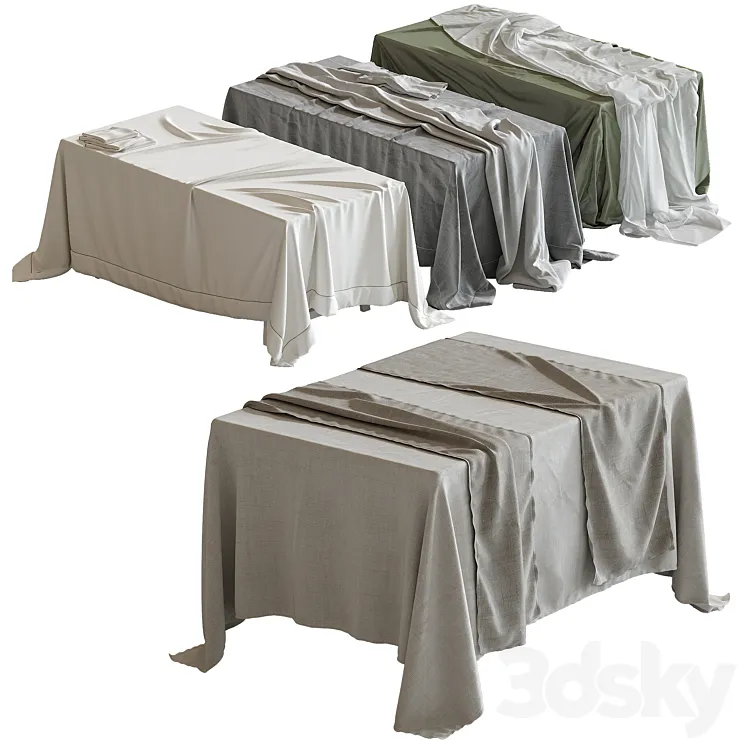 Tablecloth on a rectangular table 74 3D Model Free Download