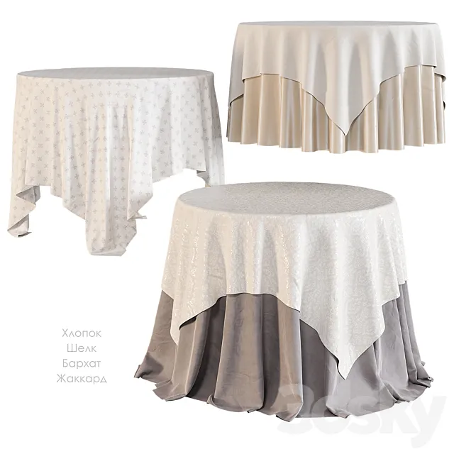 Tablecloth on a round table 3D Model
