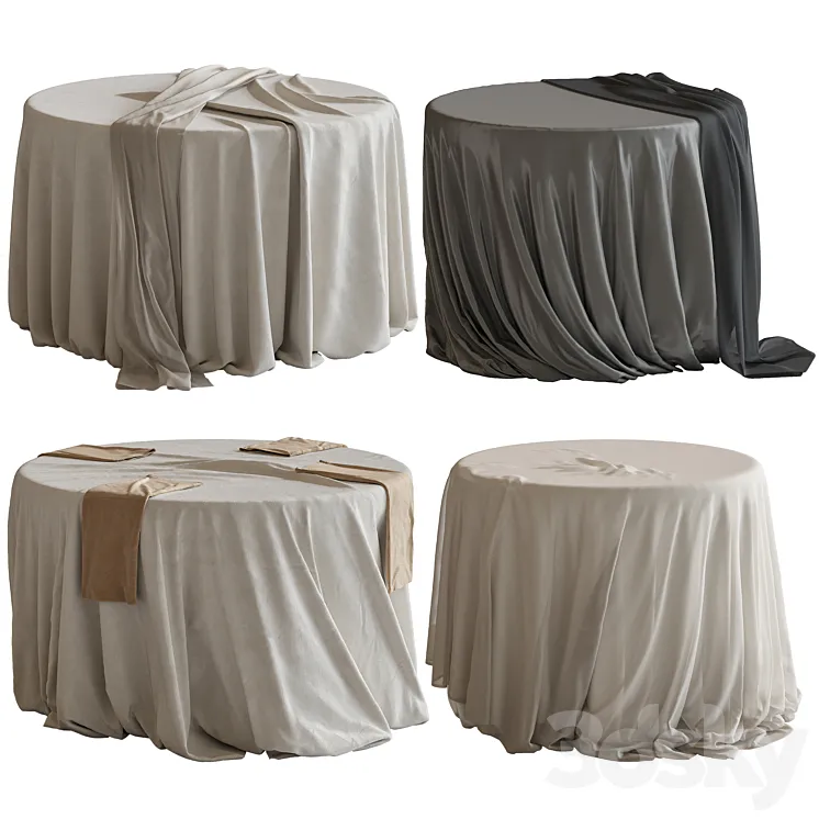 Tablecloth on a round table 77 3D Model Free Download
