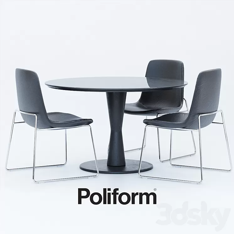 Tables Chairs Poliform Ventura Flute 3D Model