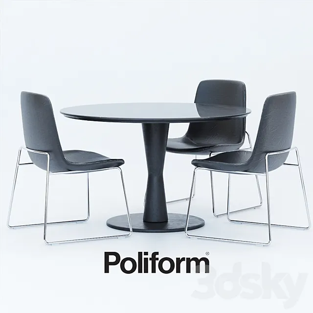 Tables Chairs Poliform Ventura Flute 3D Model