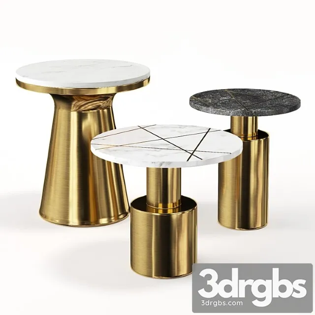 Tables made of brass and marble kork 2 3D Model Free
