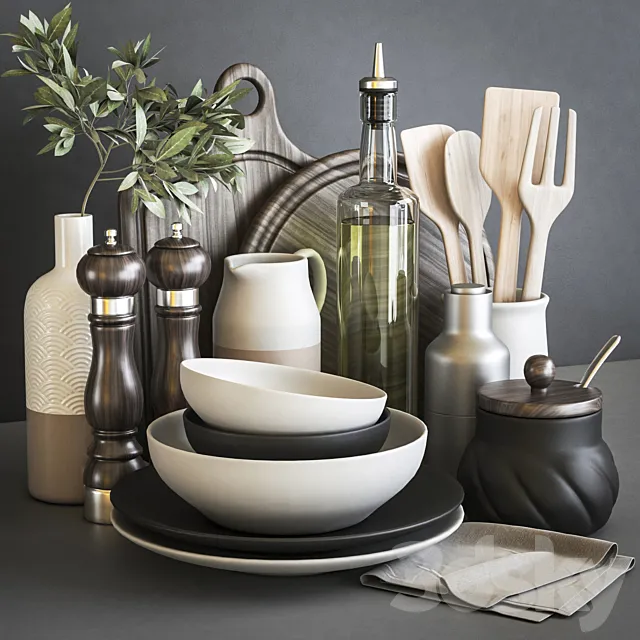 Tableware and decor for the kitchen 3D Model