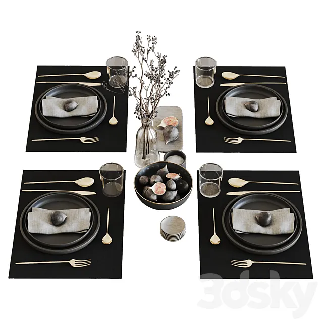 Tableware set with figs 3DModel