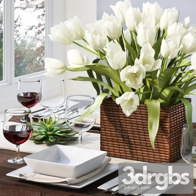 Tableware Tulips 3D Model Free