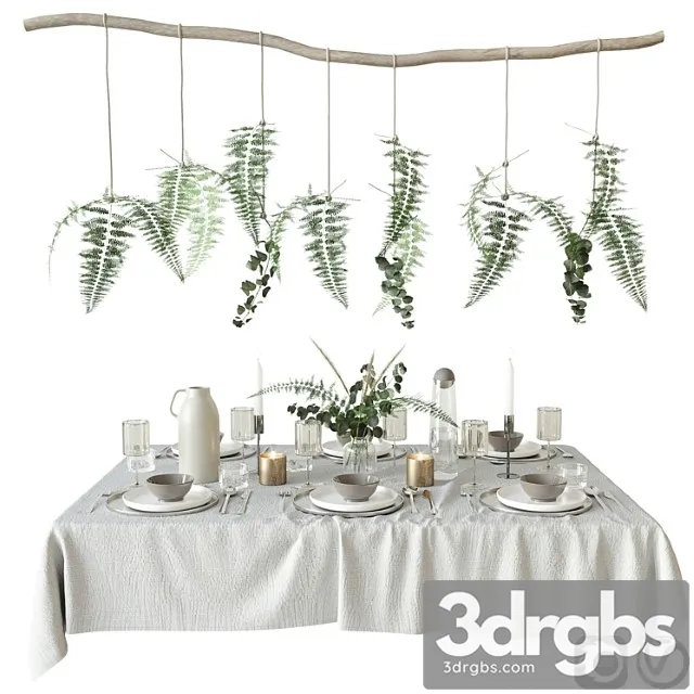 Tableware With Fern 3D Model Free