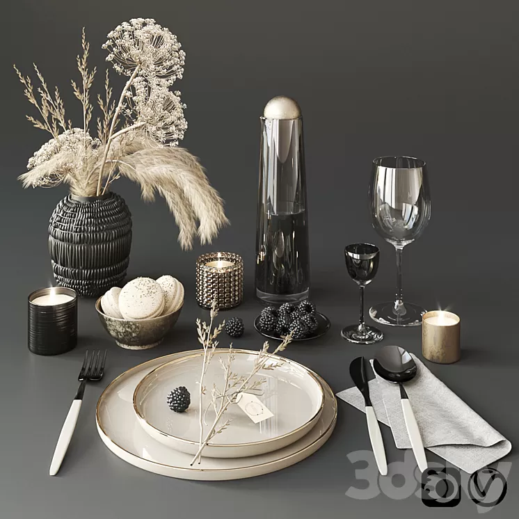 Tableware with heracleum
