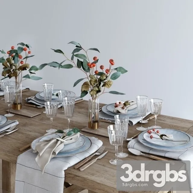 Tableware Wood Rustic 3D Model Free