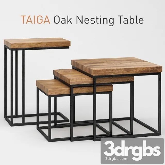 Taiga Oak Nesting Table 3D Model Free