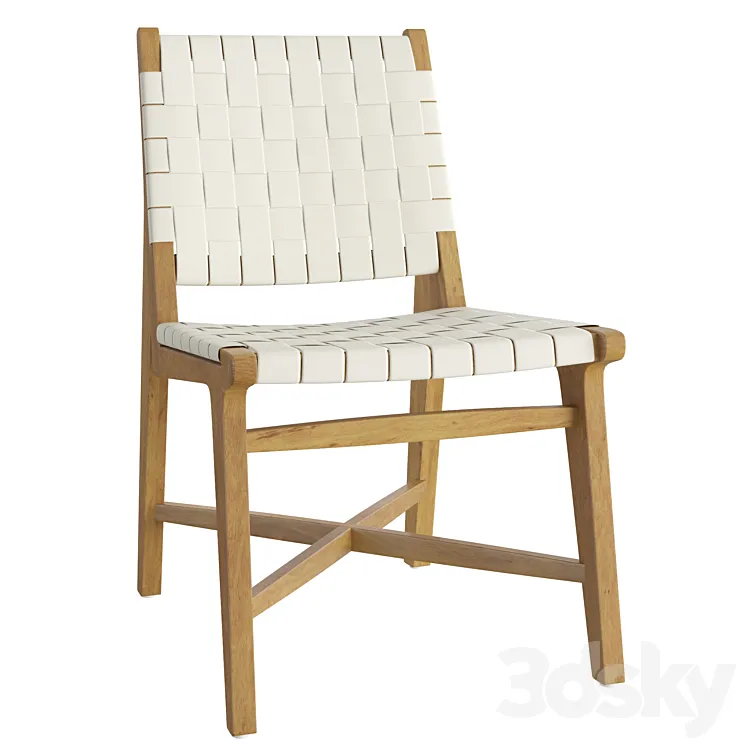 Taj White Woven Leather Dining Chair 3D Model Free