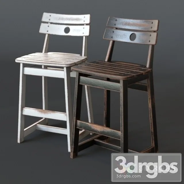 Taja Wooden Barstool 3D Model Free