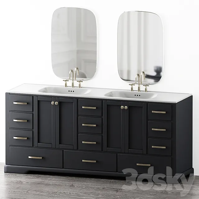Talbot Double Bathroom Vanity Set 3D Model