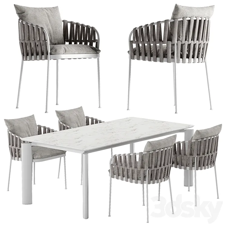 Talenti Frame chair Domino table set 3D Model Free