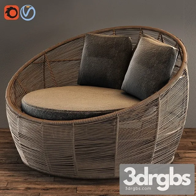 Tamarin round gray resin wicker garden armchair