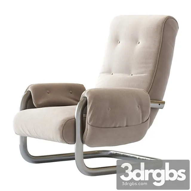 Tan brown mohair velvet large lounge chairs guido faleschini 1970& 3D Model Free