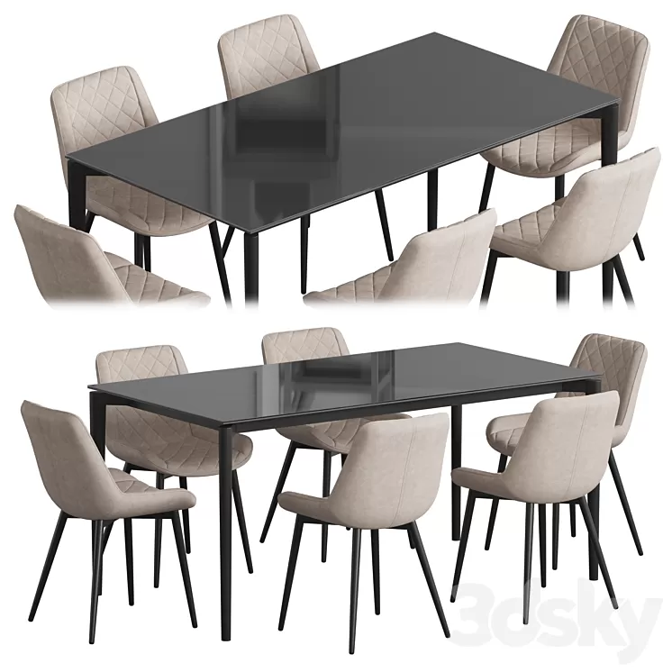 Tandil table La forma Affair Dining set 3D Model Free