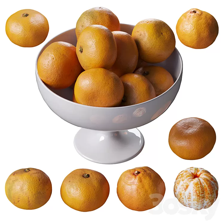 Tangerines in a tall bowl 3D Model