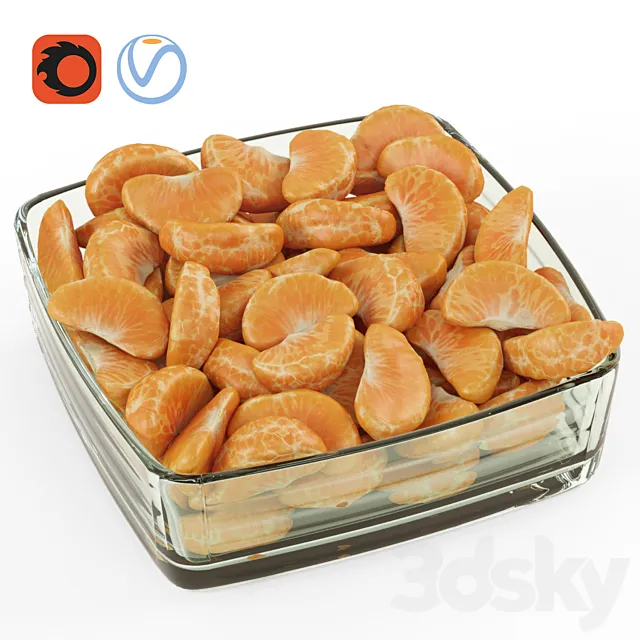 Tangerines peeled in a vase 3DModel