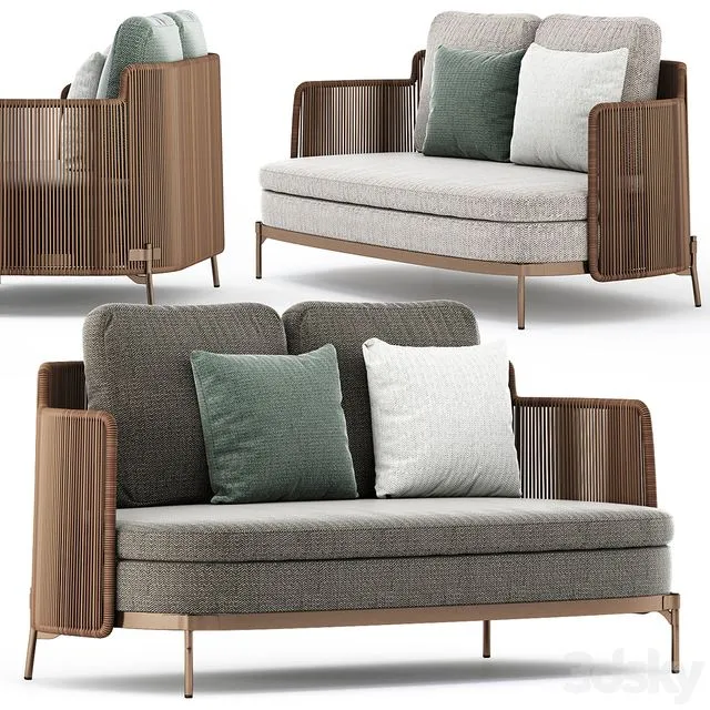 TAPE CORD OUTDOOR Garden sofa by Minotti 3D Model