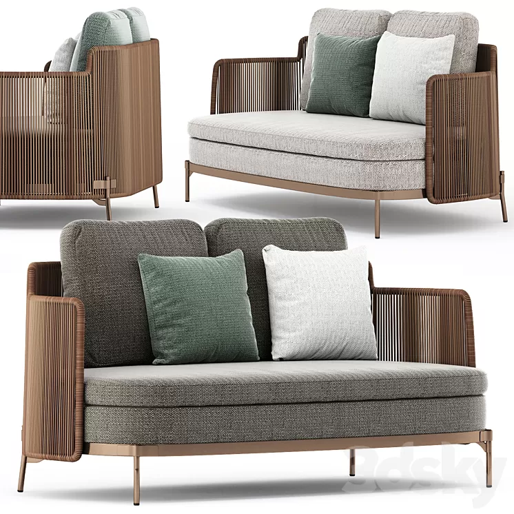 TAPE CORD OUTDOOR Garden sofa by Minotti 3D Model