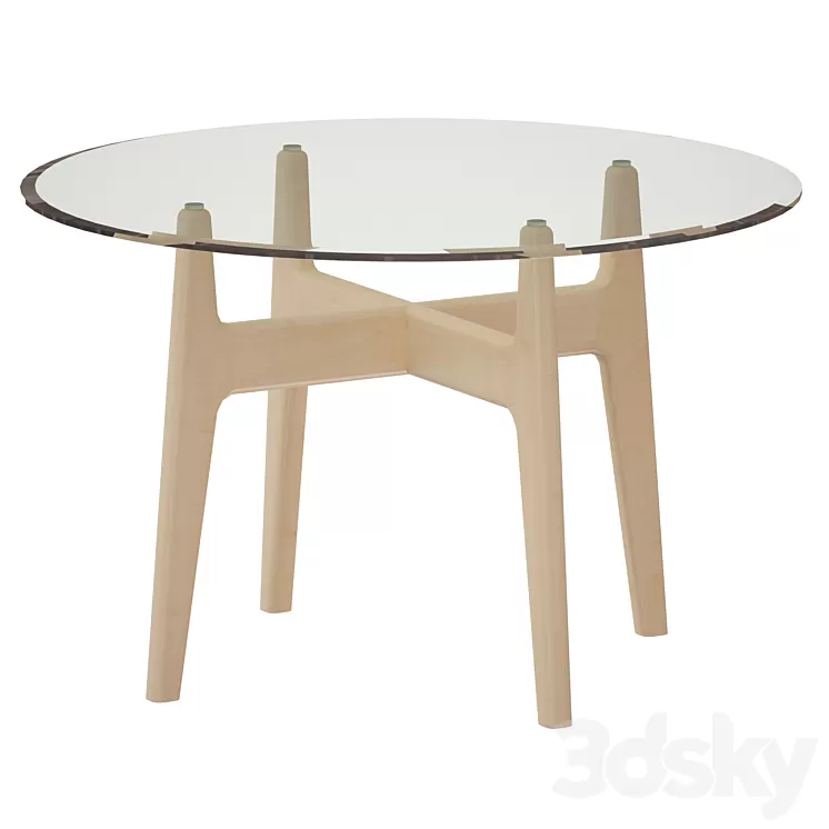 “Tate 48 “”Round Dining Table with Glass Top and Sand Base (Crate and Barrel)” 3D Model