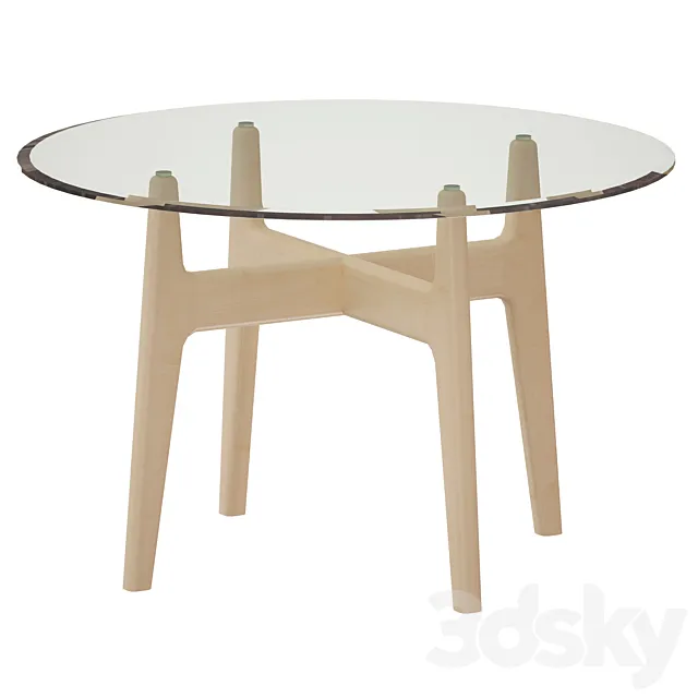Tate 48 "Round Dining Table with Glass Top and Sand Base (Crate and Barrel) 3DModel