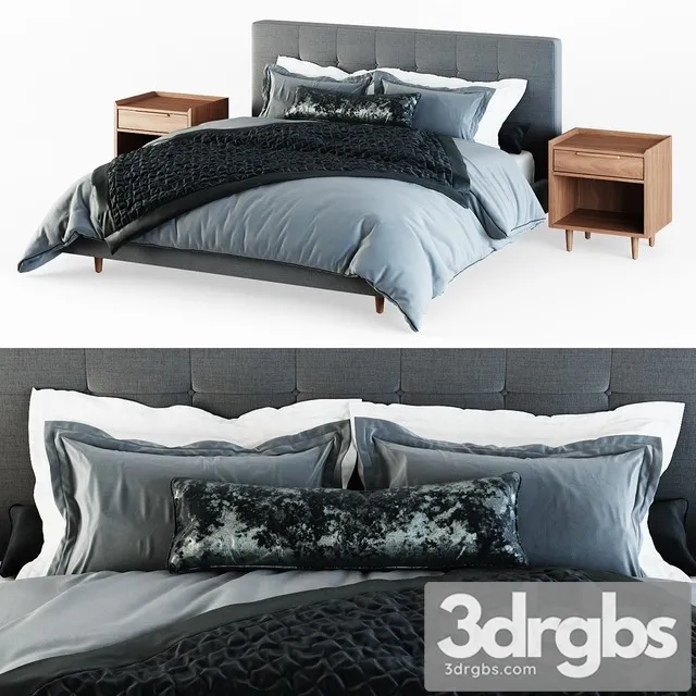 Tate King Upholstered Bed 45 With Nightstands 3D Model Free