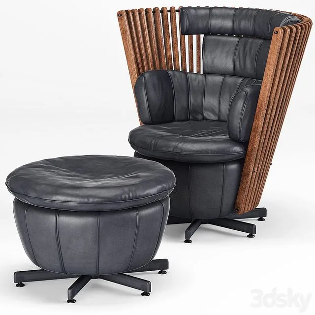 Tavarua Arm Chair Tavarua Ottoman 3D Model
