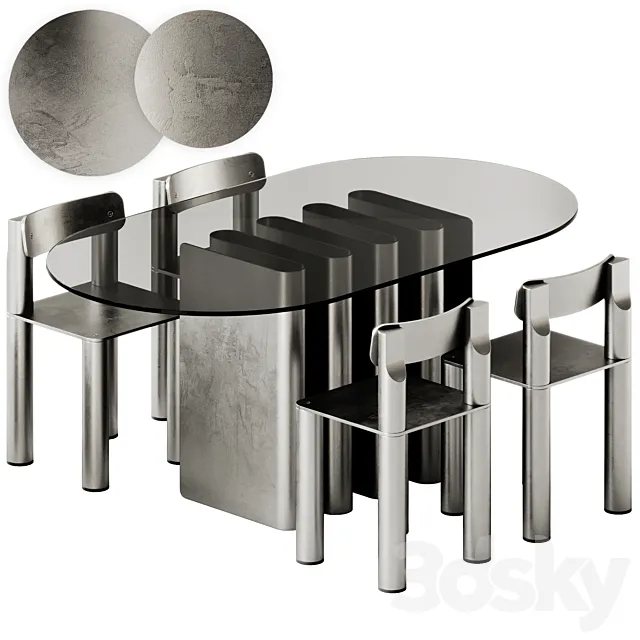 TAVOLO 2 Table by Pulpo and SILO Aluminum chair by Found 3D Model