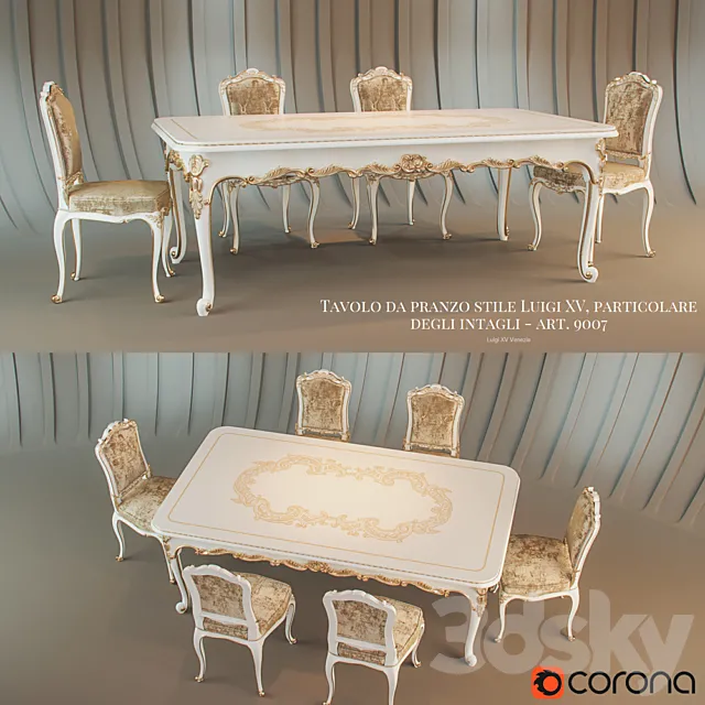 Tavolo da pranzo Venezia in stile Luigi XV 3DModel