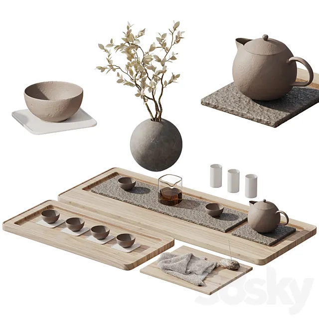 tea decorative set_001 3D Model