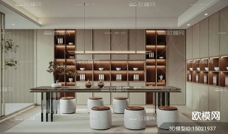 TEA ROOM - 3D Model For Interior Design - 11021