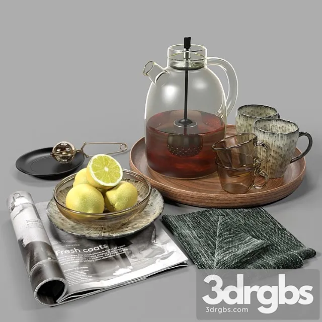 Tea set 01 3D Model Free