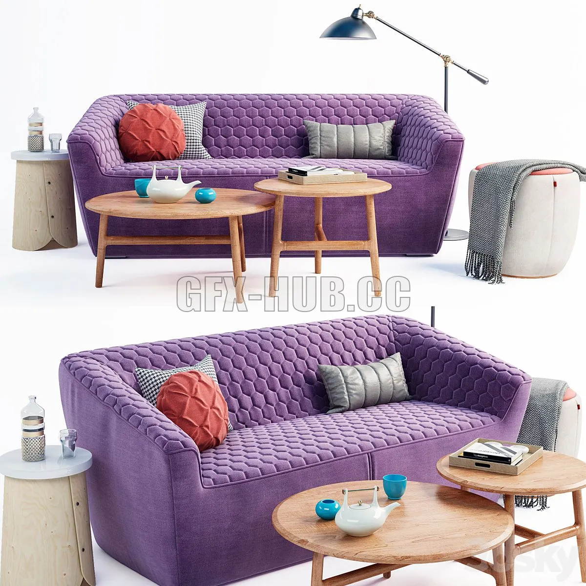 tea sofa set 3D Model