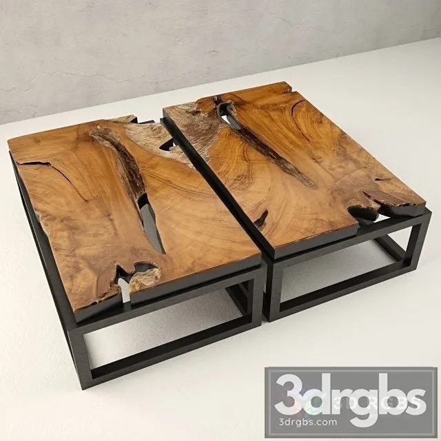 Teak Coffee Table 15 3D Model Free