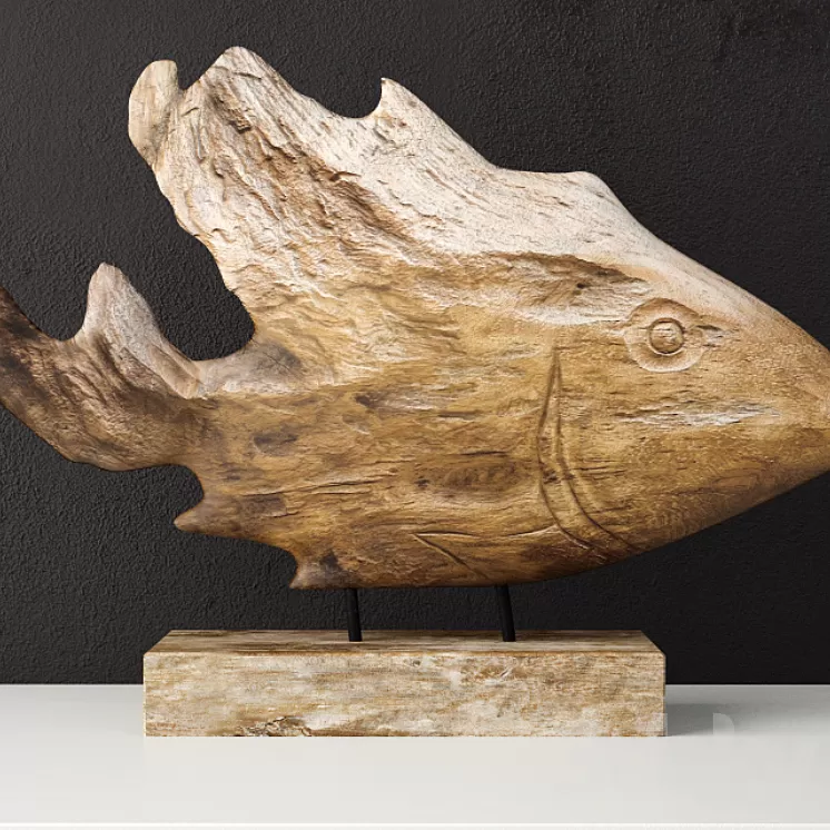 Teak Fish Bust \/ Uttermost 3D Model