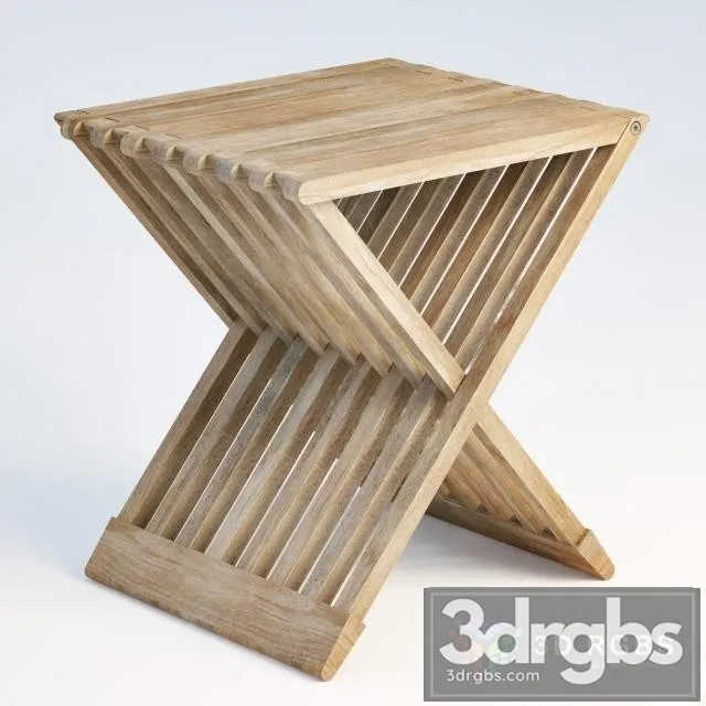 Teak Folding Stool 3D Model Free