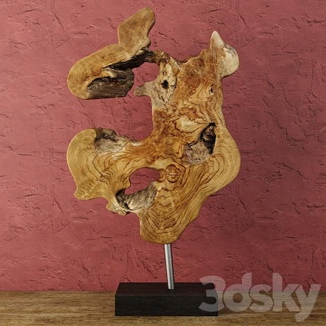 Teak Wood Table Top Decoration 3D Model