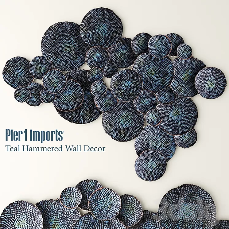 Teal Hammered wall luxury discs circles wall decor mural picture panel metallic luxury patina copper art 3D Model