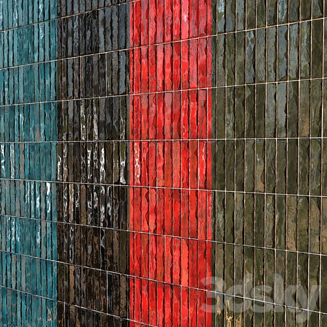 Teal Tile PBR Material-15 3D Model