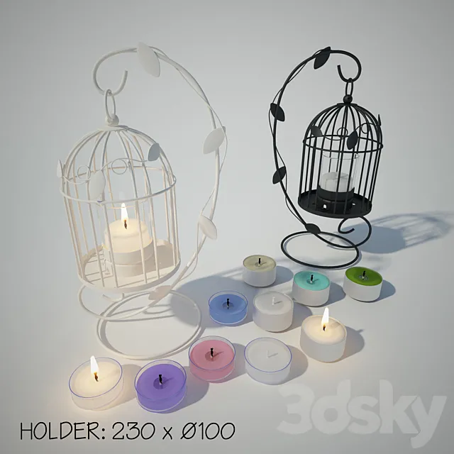 Tealight Lantern + Stand | Classic Birdcage 3D Model