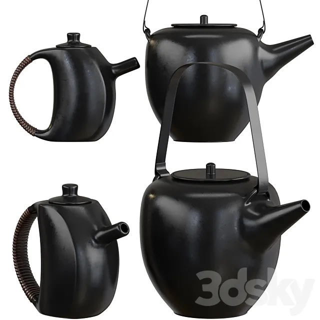 Teapot set 2 with 3 materials 3DModel