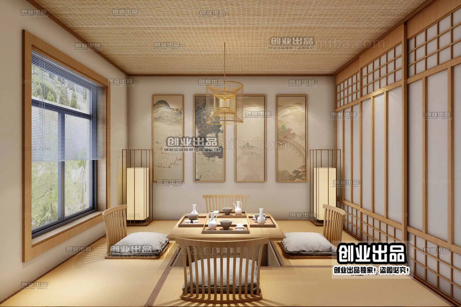 Tearoom 3D Interior Scene - Japanese Style - 005