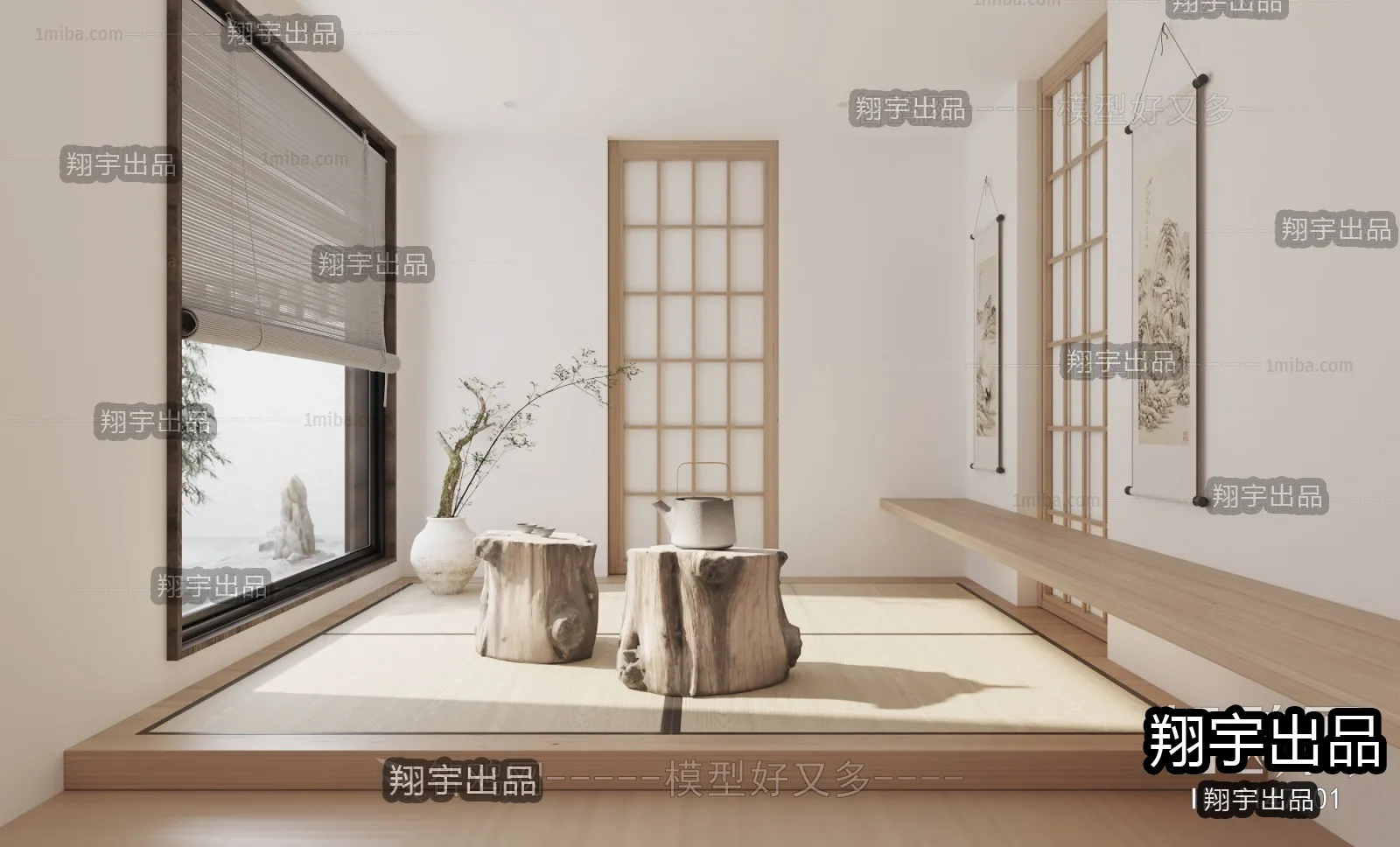 Tearoom 3D Interior Scene - Japanese Style - 009