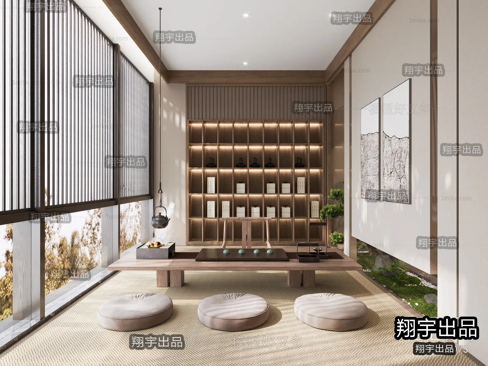 Tearoom 3D Interior Scene - Japanese Style - 011