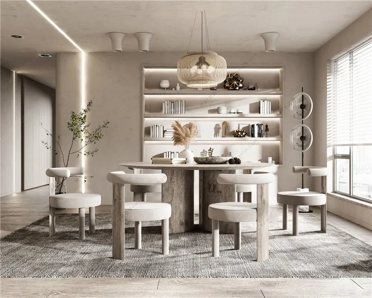 Tearoom and Study 3D Interior Scene Model - Wabi Sabi Style - 003