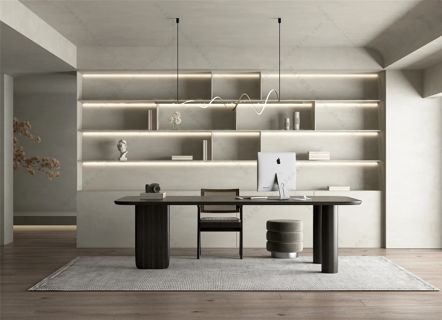 Tearoom and Study 3D Interior Scene Model - Wabi Sabi Style - 005