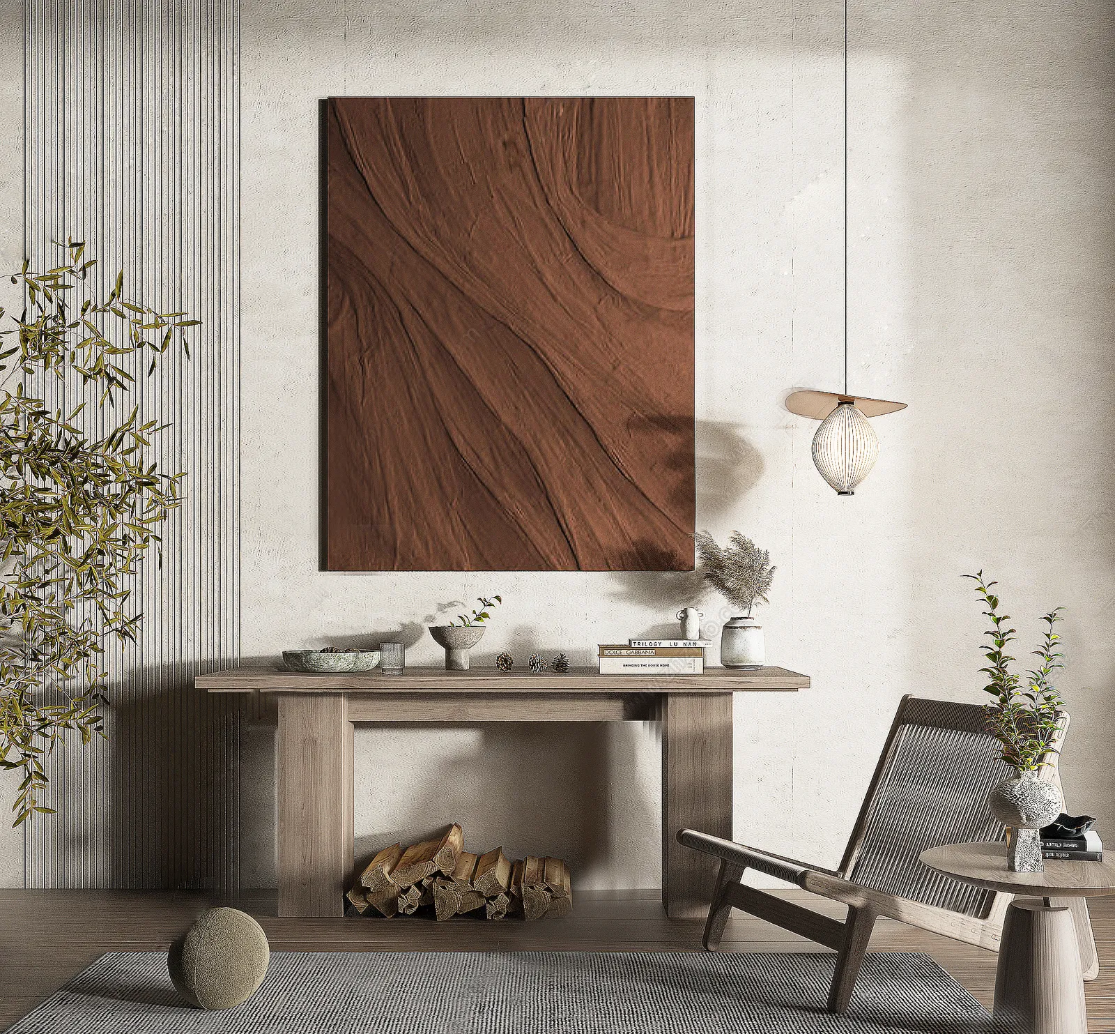 Tearoom and Study 3D Interior Scene Model - Wabi Sabi Style - 009